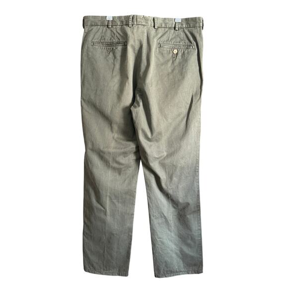 PETER MILLAR | Olive Green Cotton Flat Front Khaki Chino Pants Size 35 x 31 - Picture 2 of 7